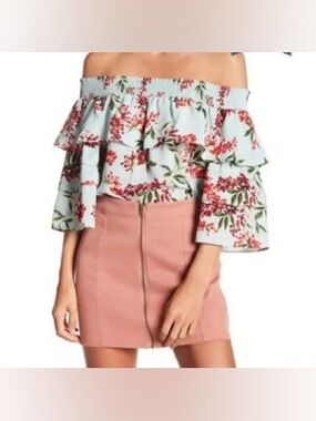 14th & Union Floral Off-Shoulder Top OVERSIZED Sz XS